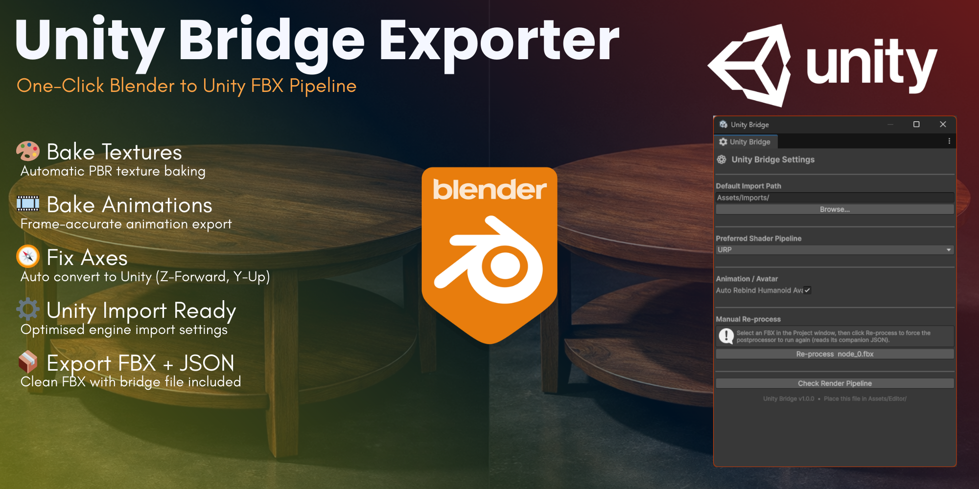 Unity Bridge Exporter — One-Click Blender to Unity FBX Pipeline by rana1232