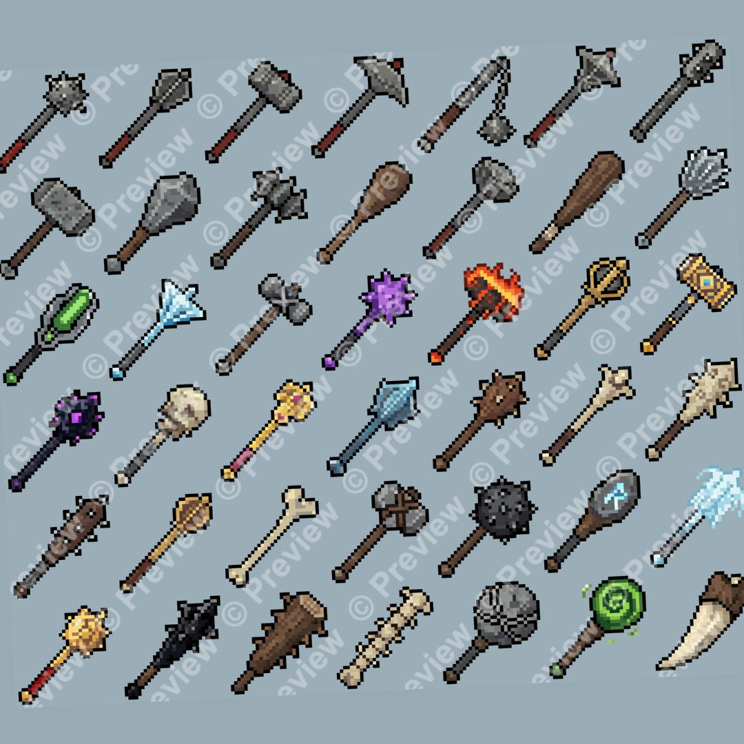 Maces Icons Pixel Art by Pixel-Banner