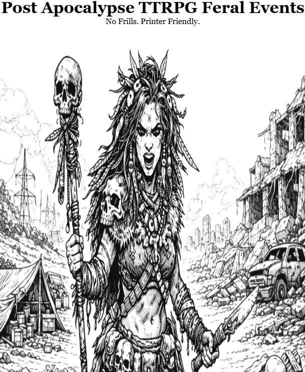 Screenshot 2 for Post Apocalypse TTRPG Feral Events