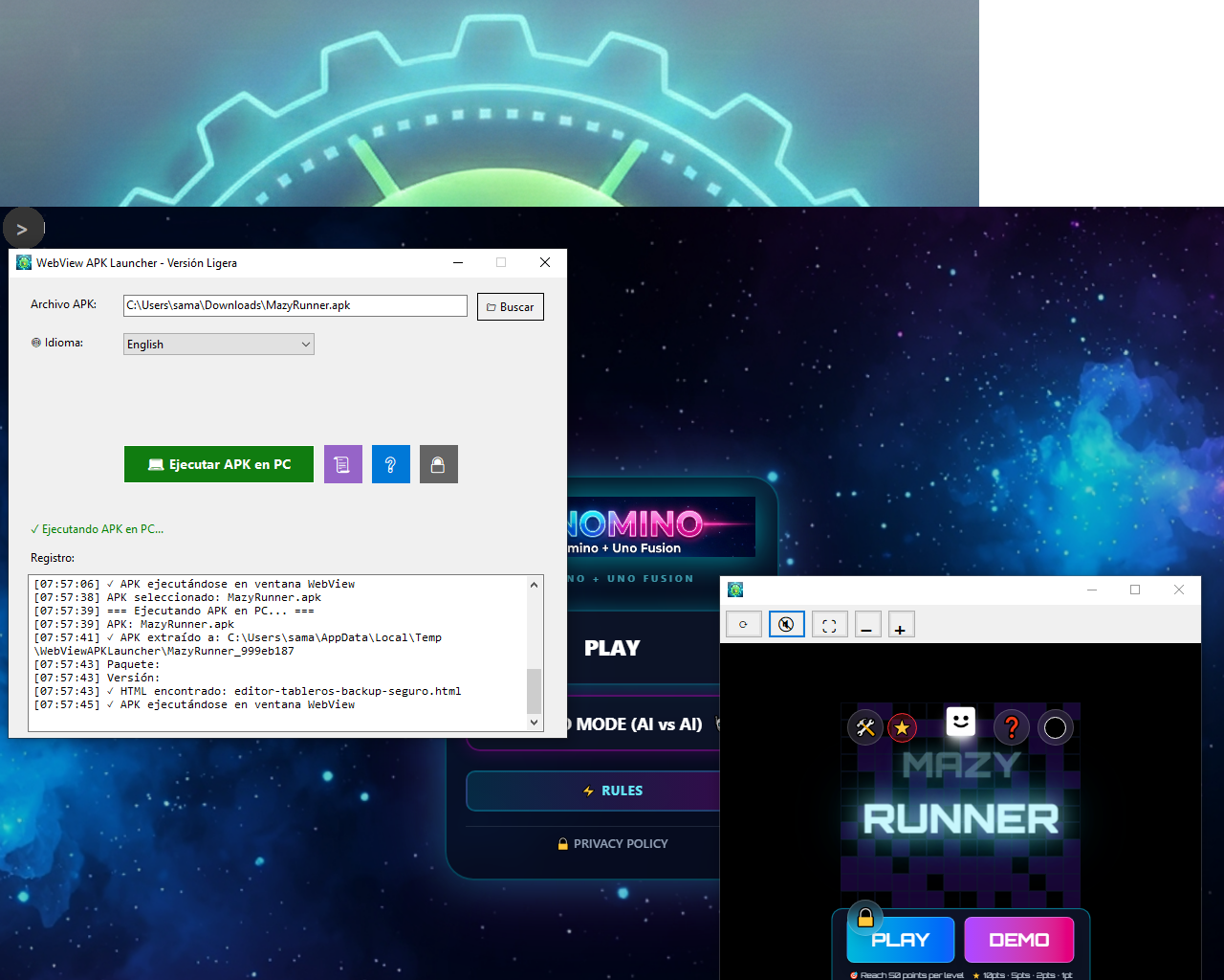 Screenshot 4 for WebView APK Launcher - Run Android WebView APKs on Windows 64 bit