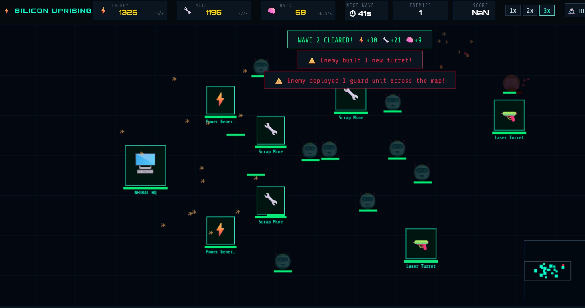 Screenshot 4 for Silicon Uprising: A hybrid RTS, Tower Defense, and Tactical War game
