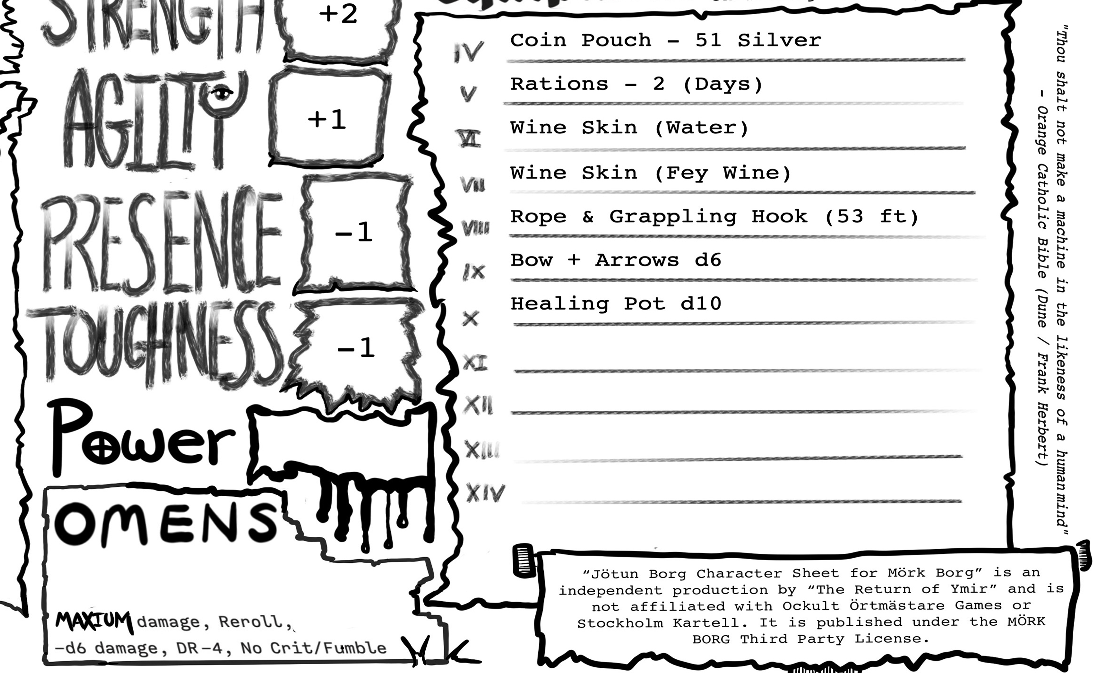 Screenshot 6 for New Mörk Borg Character Sheet