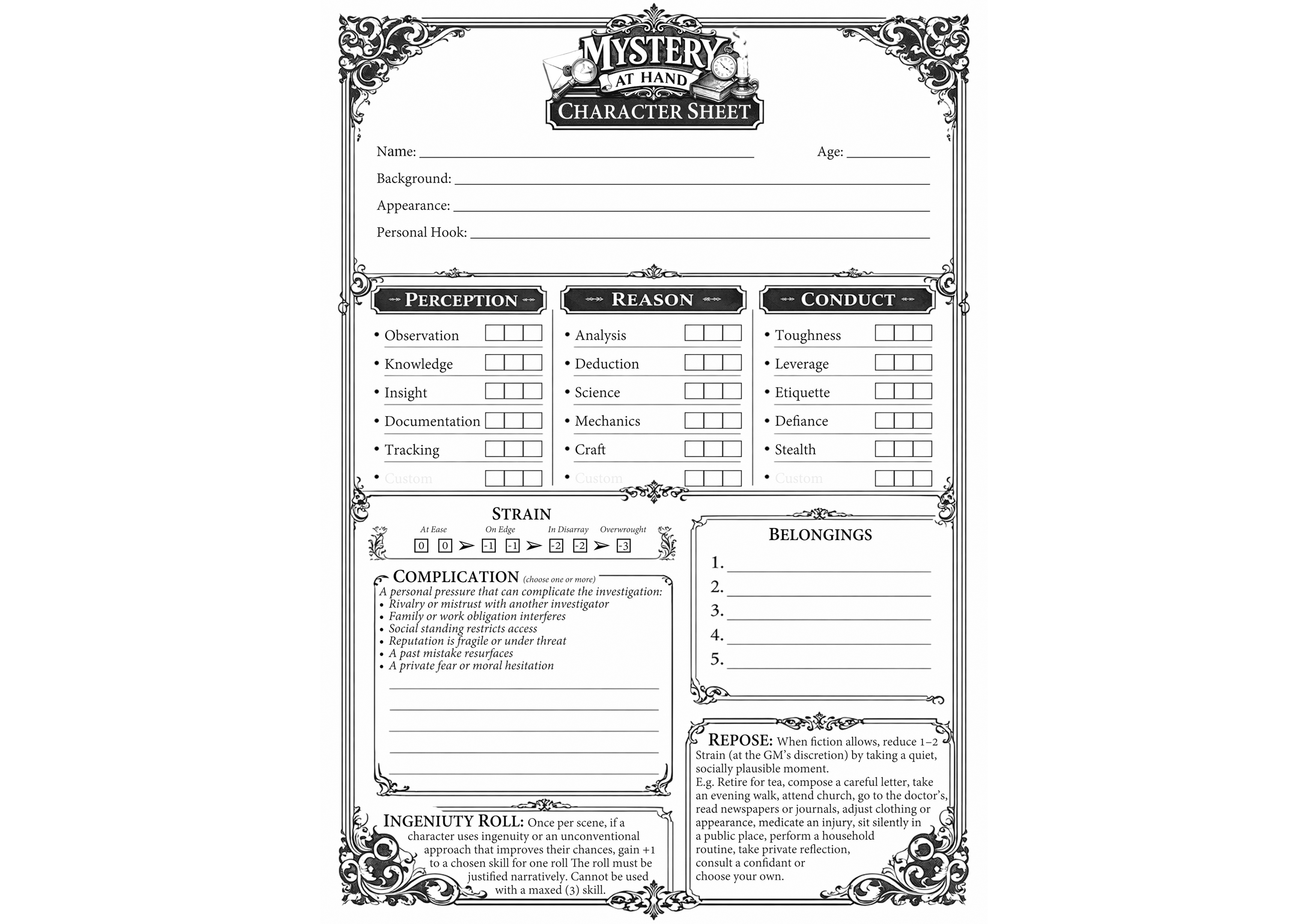 Screenshot 3 for Mystery at Hand - A Victorian-Era Mystery TTRPG