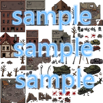 Post-Apocalyptic War Ruins Tileset - Pixel Art Game Assets by Cute SCKR