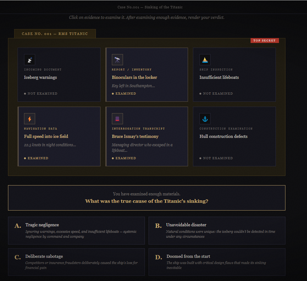 Screenshot 5 for Chronicle — Historical Investigations (Demo)