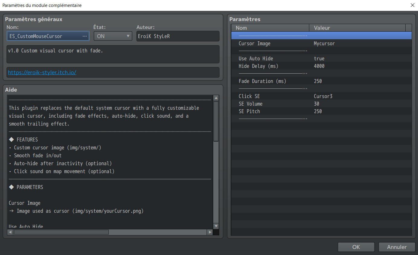 Custom Mouse Cursor Plugin RPG Maker MV-MZ by EroiK StyLeR