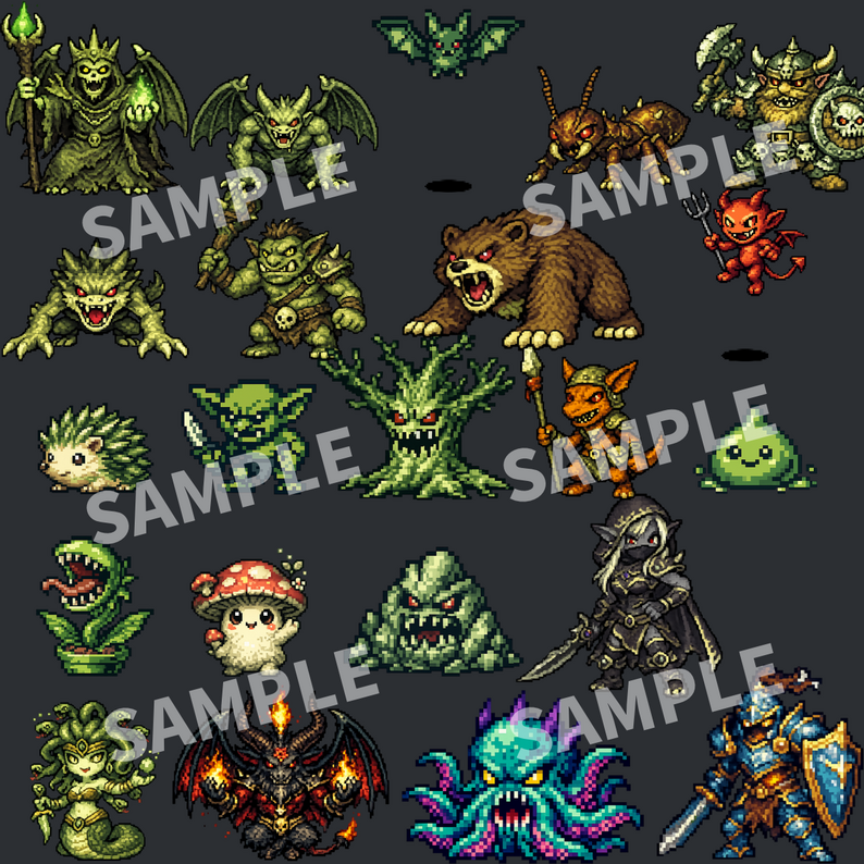 [Asset Pack] Pixel Art Monsters (32 Mobs + 5 Bosses) | Commercial Use ...
