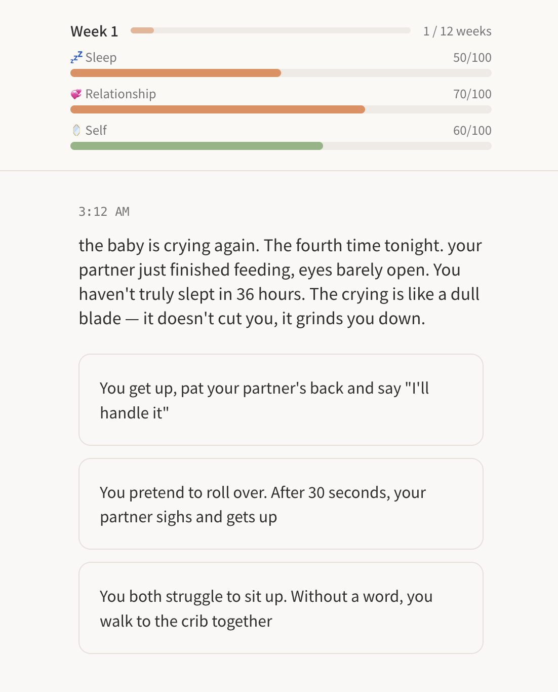 Screenshot 6 for Are You Still You? A first-year survival challenge for new parents