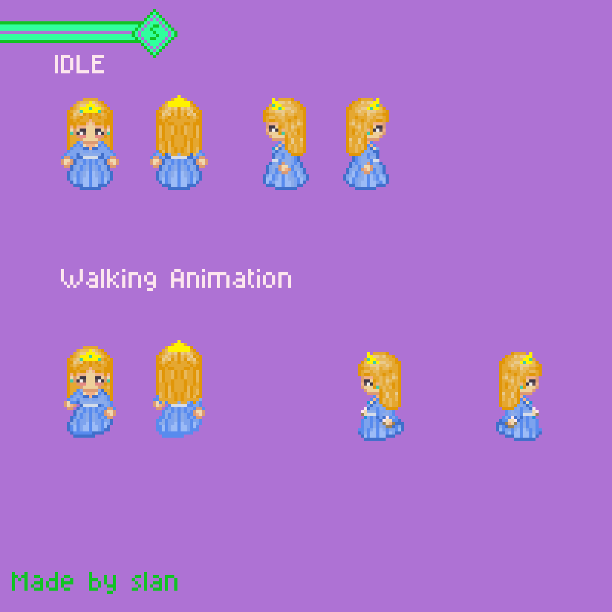 Princess Running Sprite Princess 08 Walking Animation by Slan