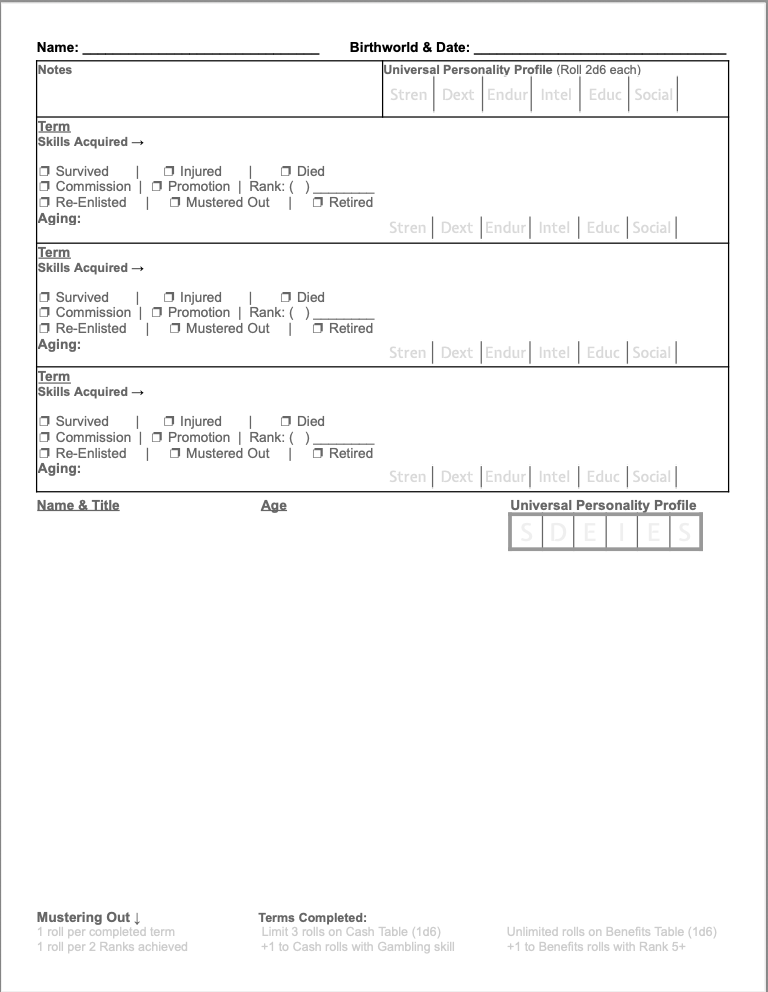 Screenshot 5 for Classic Traveller Character Creation Worksheet