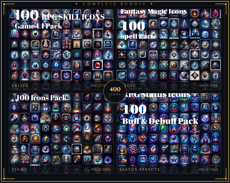 RPG Fantasy Complete Icon Bundle — 400 Icons + Bonus by PROJECT MUTANT