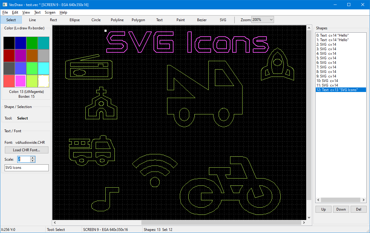 Screenshot 5 for VecDraw v2.7 — Vector Drawing Editor for Retro Programming