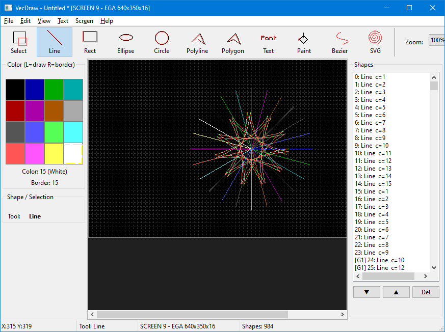 Screenshot 2 for VecDraw v2.7 — Vector Drawing Editor for Retro Programming