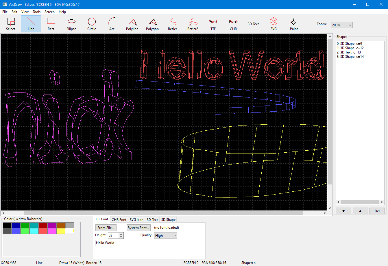 Screenshot 2 for VecDraw v3.2 — Vector Drawing Editor for Retro Programming