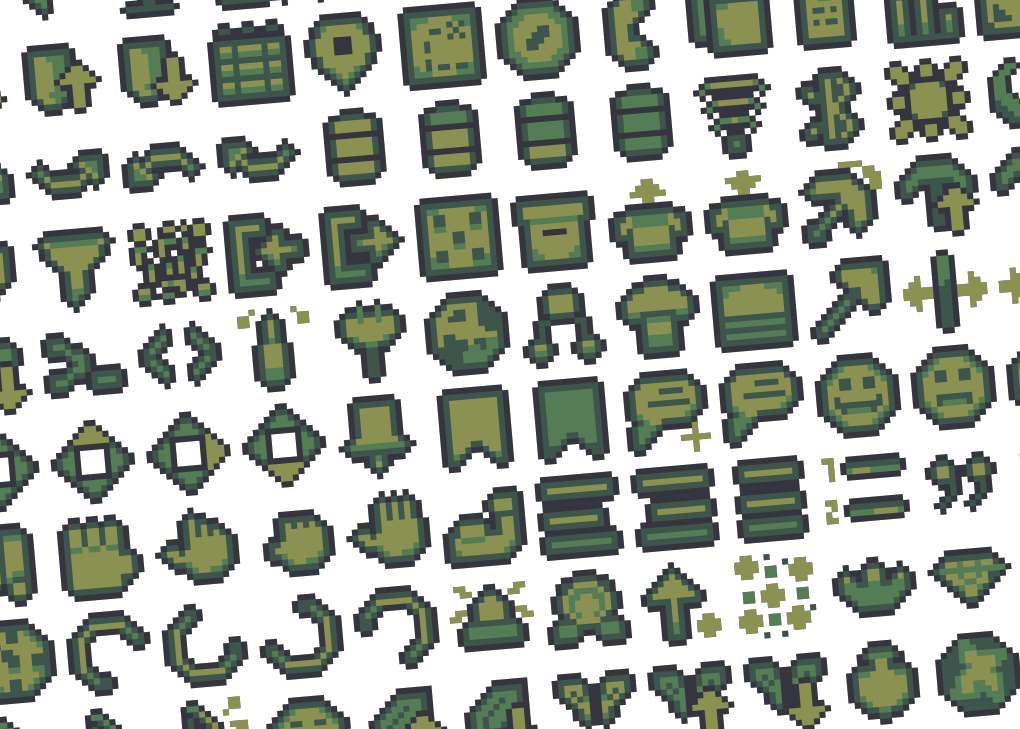 Pixel UI Icons Pack 16x16 – 5 Color Variations + Buttons by Creedey