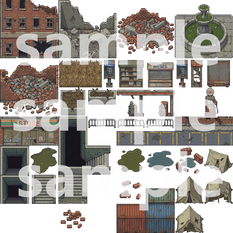 Post-Apocalyptic Zombie City Tileset by Cute SCKR