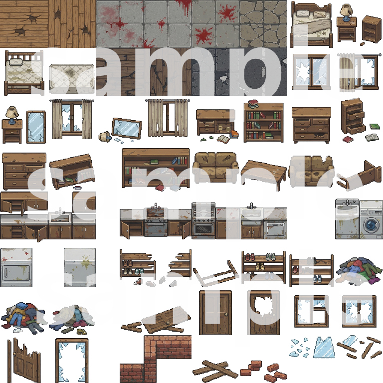 Post-Apocalyptic Zombie City Tileset by Cute SCKR