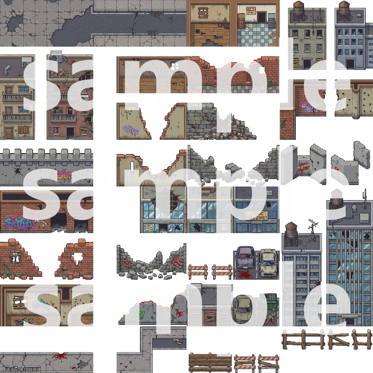 Post-Apocalyptic Zombie City Tileset by Cute SCKR