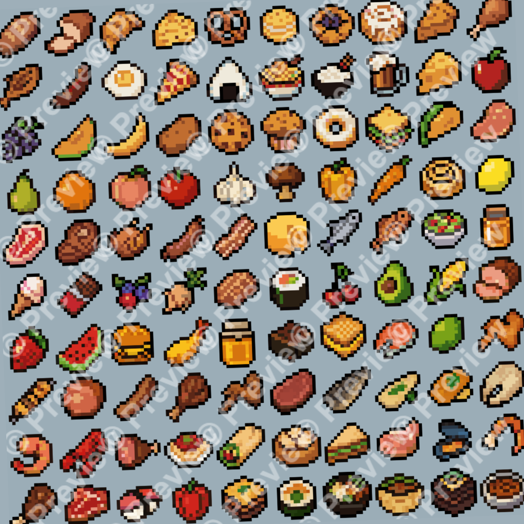 Rpg Food Icons Pixel Art 16x16 by Pixel-Banner
