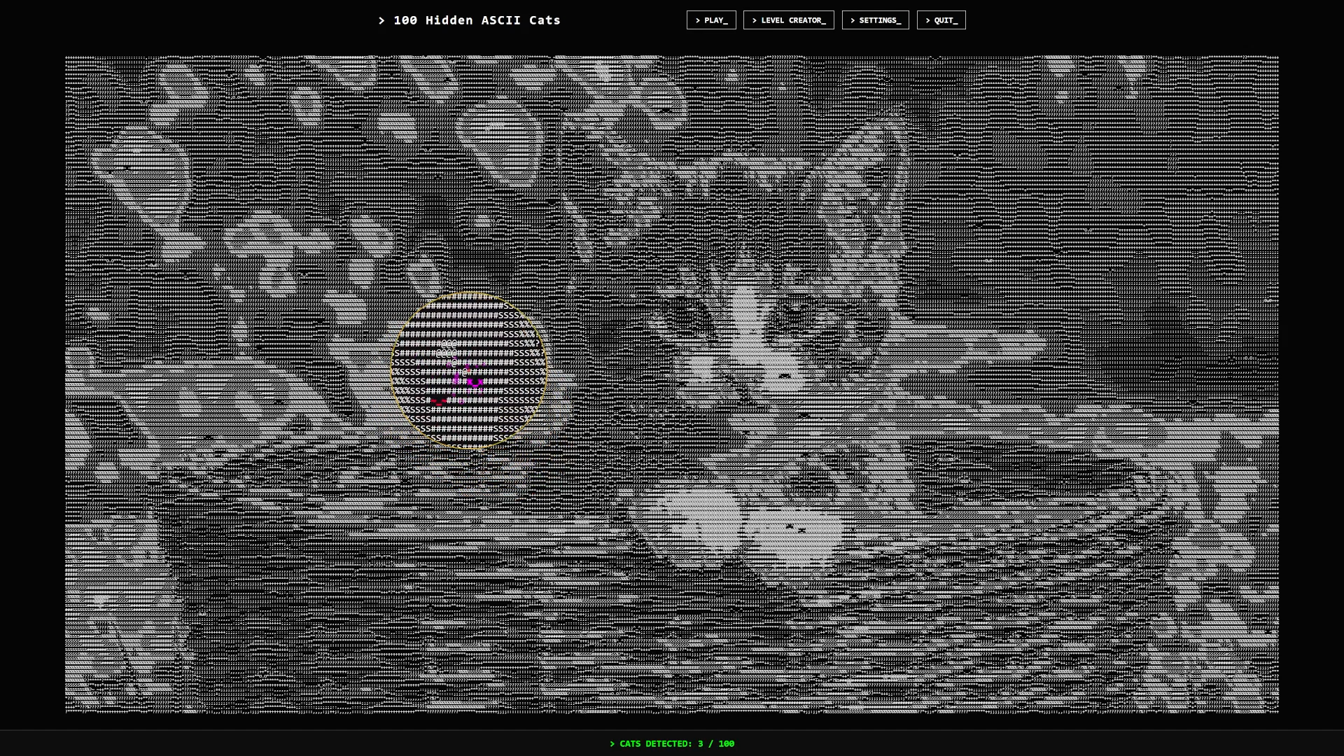 Screenshot 2 for 100 Hidden ASCII Cats