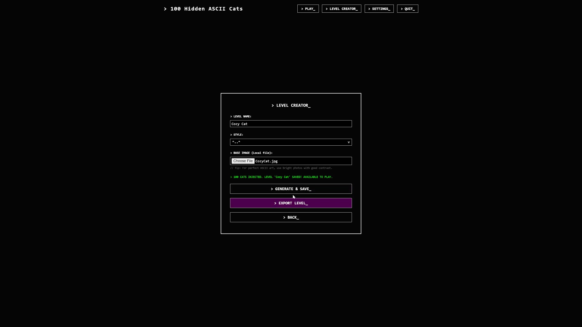 Screenshot 5 for 100 Hidden ASCII Cats