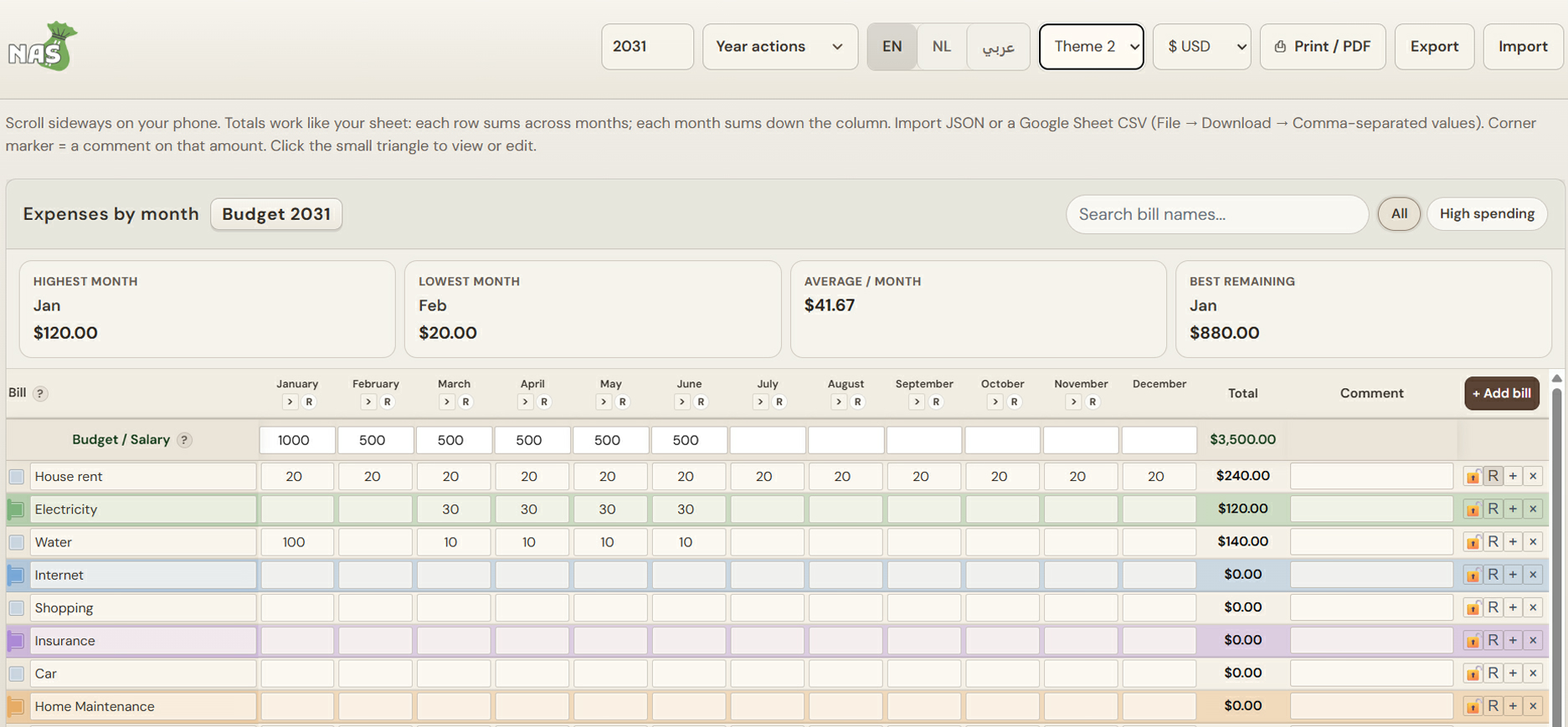 Screenshot 4 for NAS Budget Manager