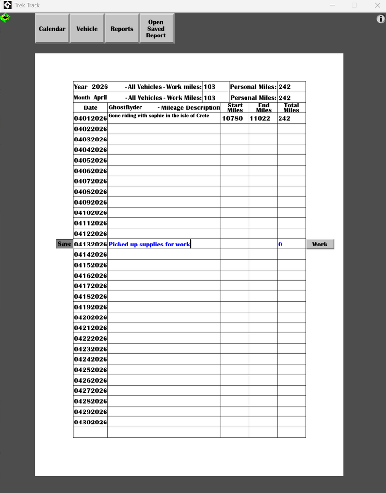 Editing a mileage report