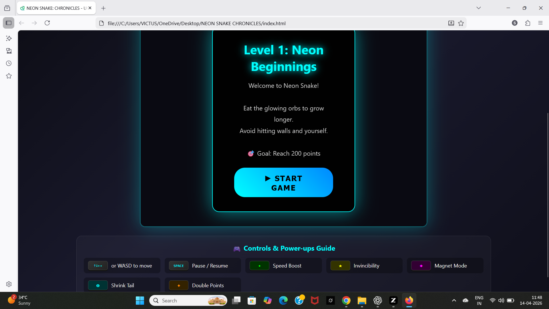 Snake HTML5 Game Source Code – Neon Edition (Editable + Mobile) by ...