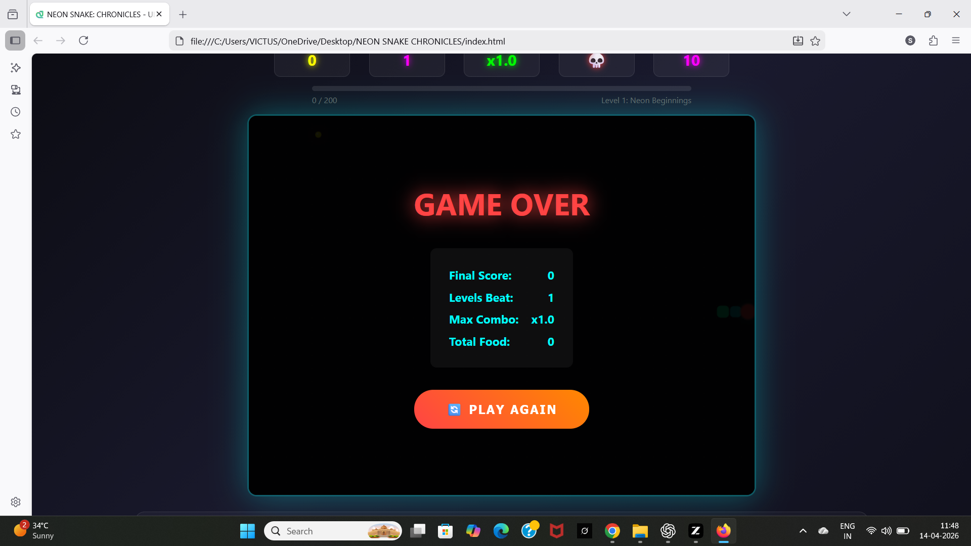 Snake HTML5 Game Source Code – Neon Edition (Editable + Mobile) by ...