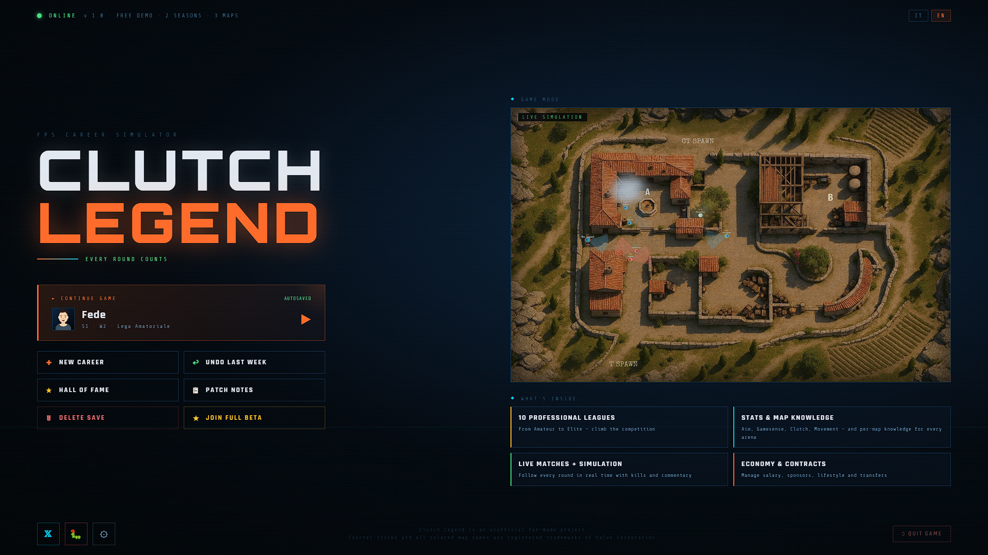 Screenshot 2 for Clutch Legend: FPS Career Simulator (DEMO)