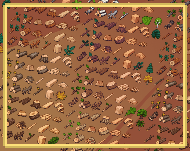 Tiny Pixel World: Wood & Tree Resources (200 Icons) by CoffeeGuy