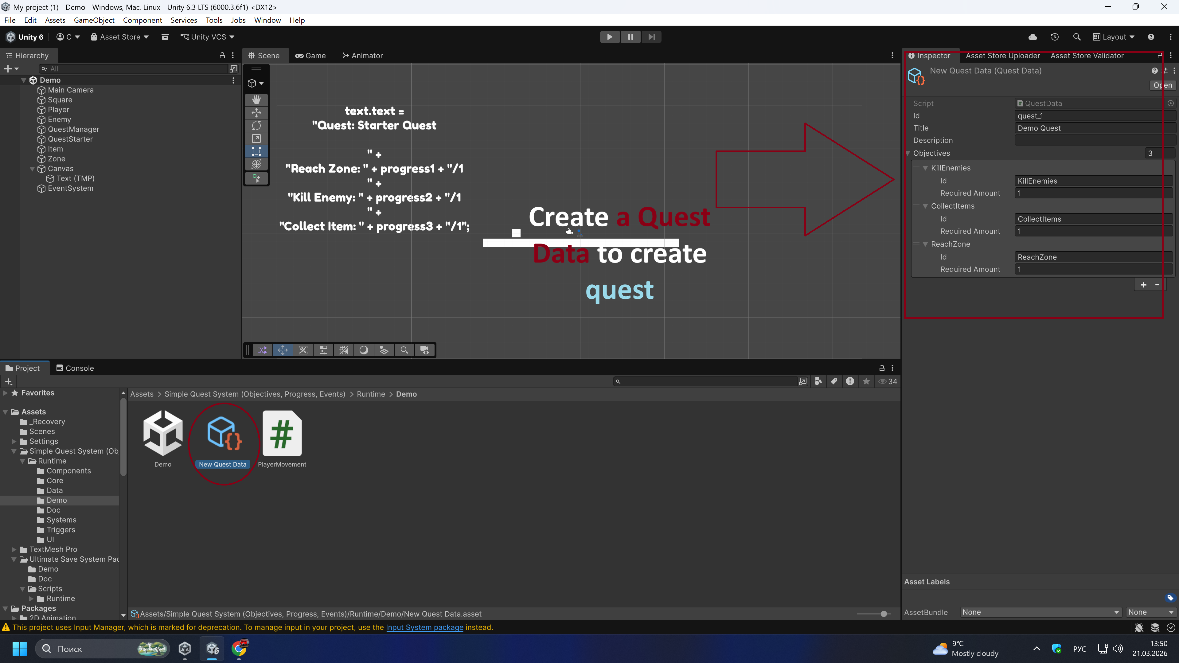 Simple Quest System for Unity by evgenydisszarivich-design