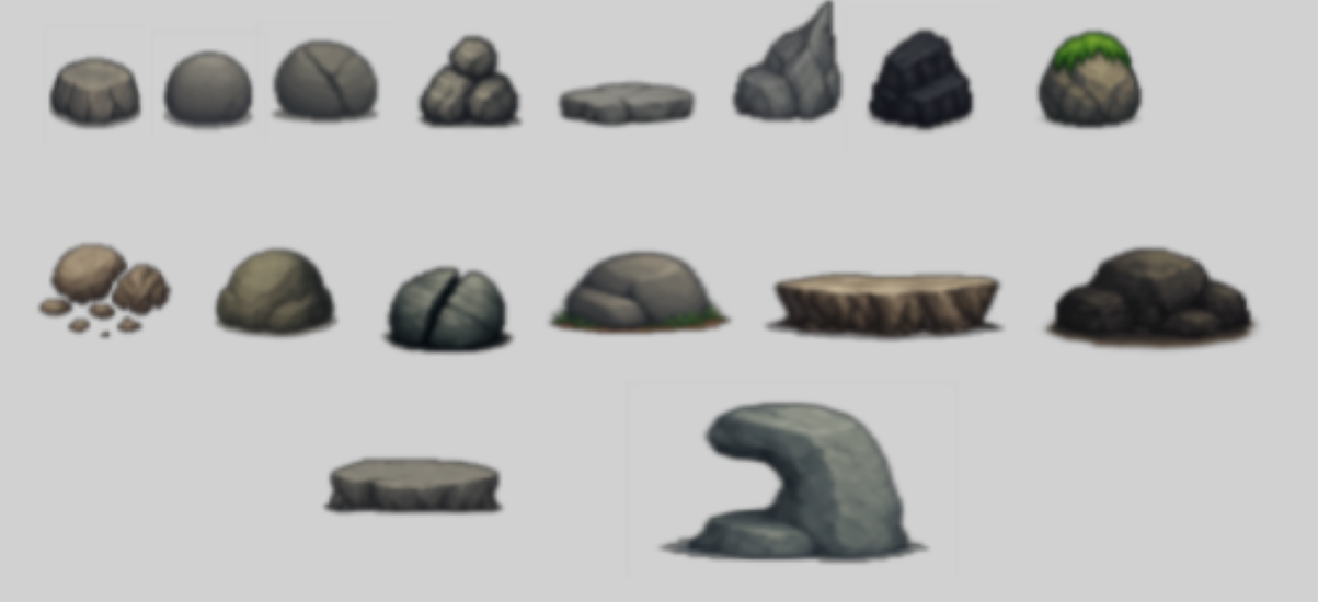 Pixel Rectangle Rocks Basic Rocks V1 – Pixel Art Asset Pack (1024x1024, Transparent) by newguy700
