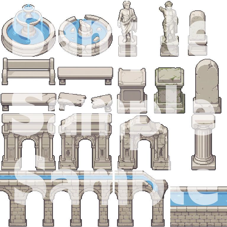 Pixel Rome Roman Empire Pixel Art Tileset by Cute SCKR