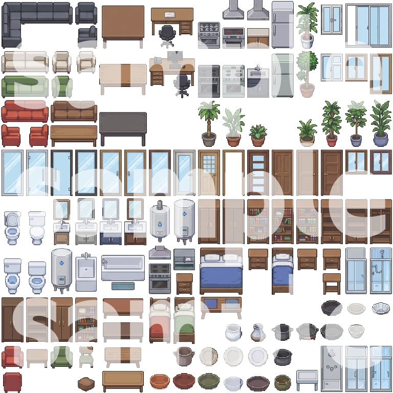 Modern Interior Pixel Art Tileset by Cute SCKR