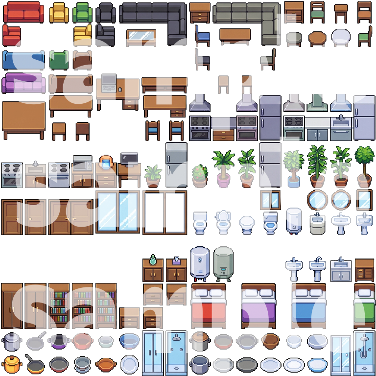 Modern Interior Pixel Art Tileset by Cute SCKR