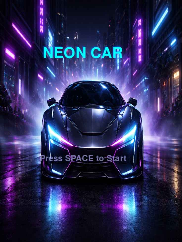 Neon Car Racing Game - Python Pygame by PyJu Game Studio