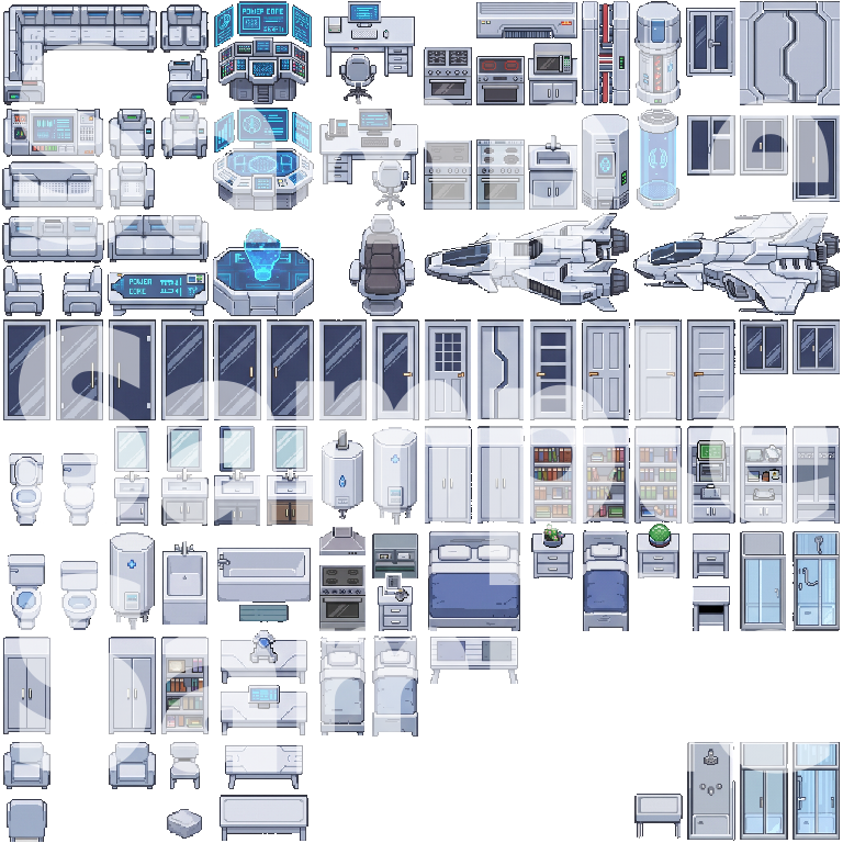 Sci-Fi Spaceship Interior Tileset Pack by Cute SCKR