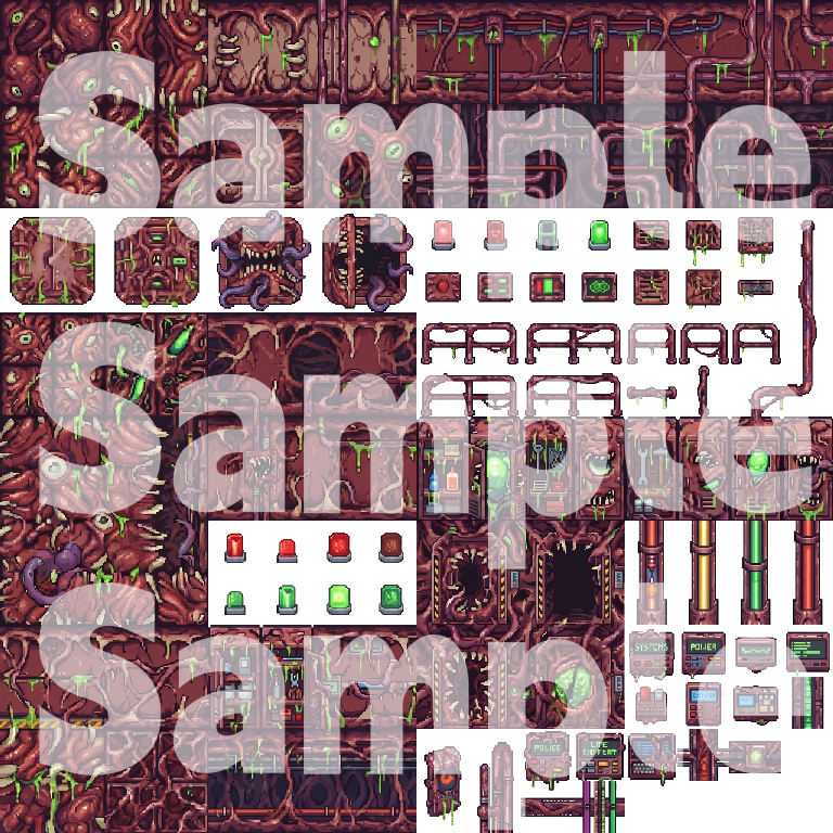Horror Lab Tile Set Infected Spaceship Interior Horror Tileset Pack by Cute SCKR