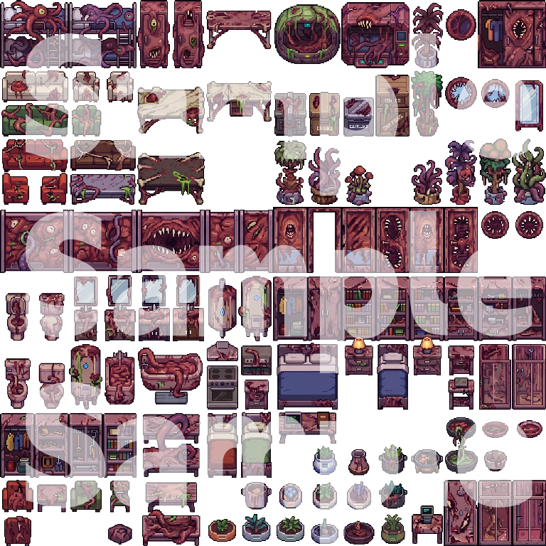 Horror Lab Tile Set Infected Spaceship Interior Horror Tileset Pack by Cute SCKR