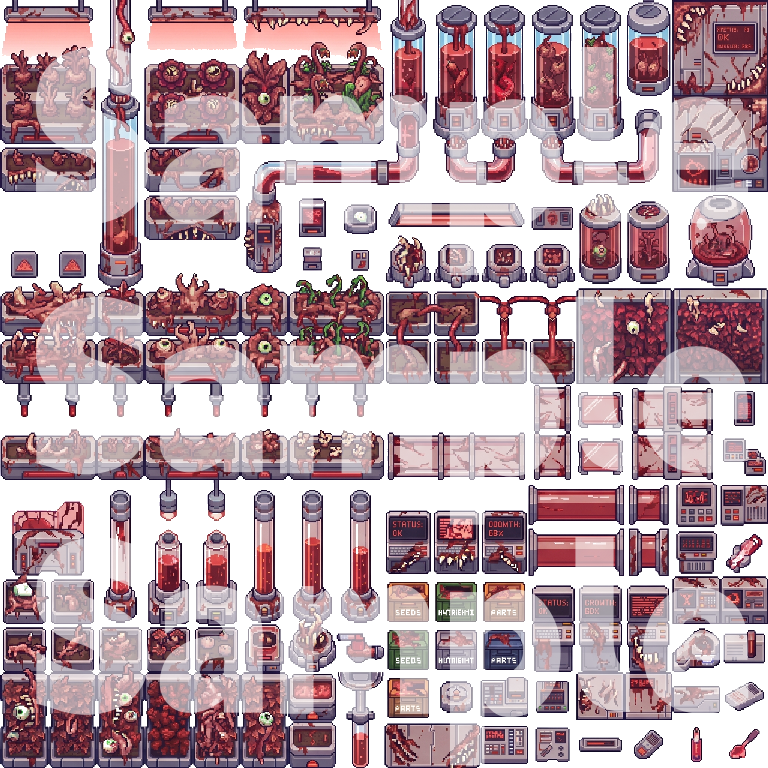 Horror Lab Tile Set Infected Spaceship Interior Horror Tileset Pack by Cute SCKR