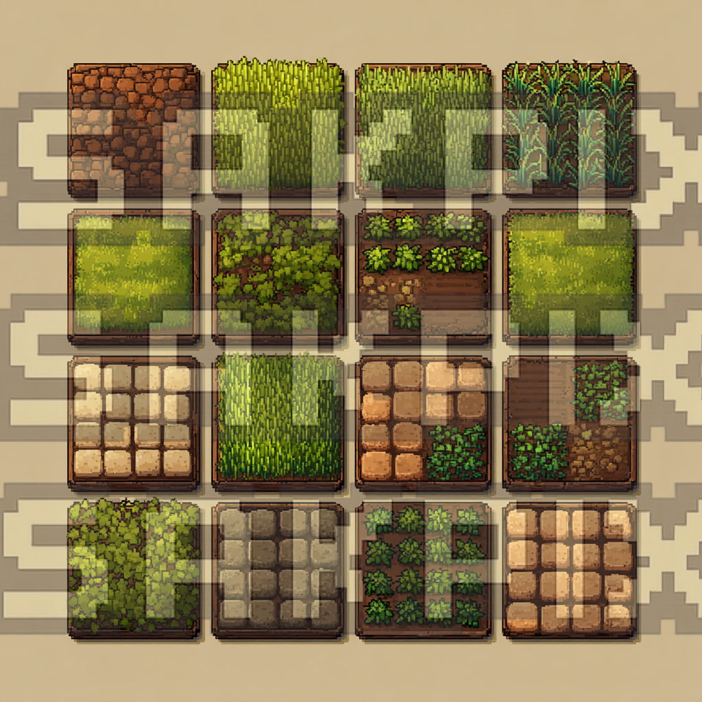 Micro Farm Texture Cozy Farm Raw Tileset – Farming Asset Pack by SakPix