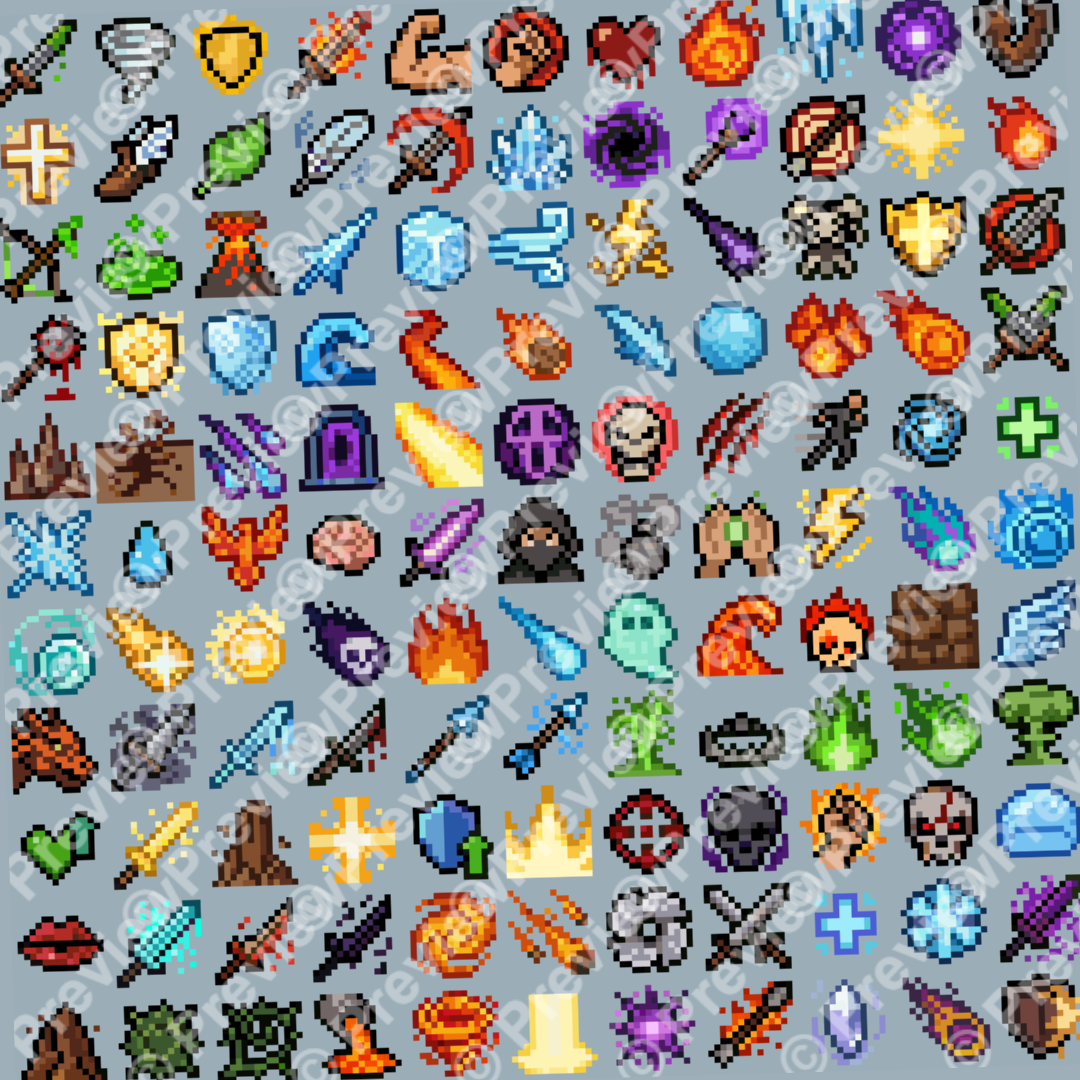 Rpg Skills Icons Pixel Art 16x16 by Pixel-Banner
