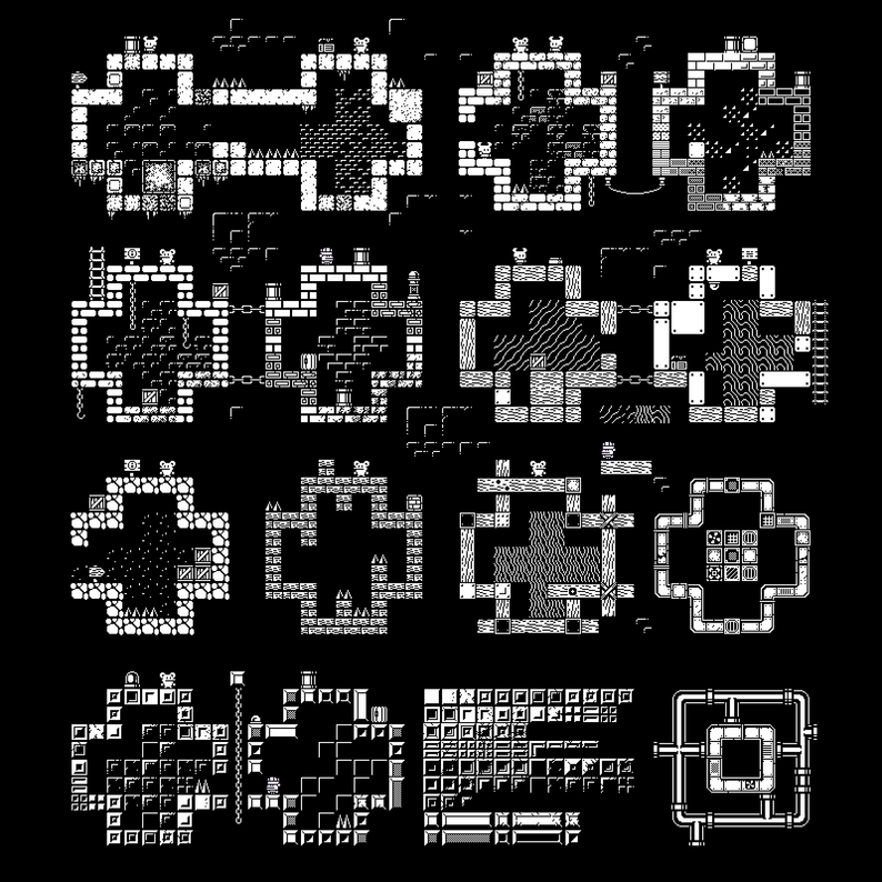 1-bit platformer game tileset by piiixl