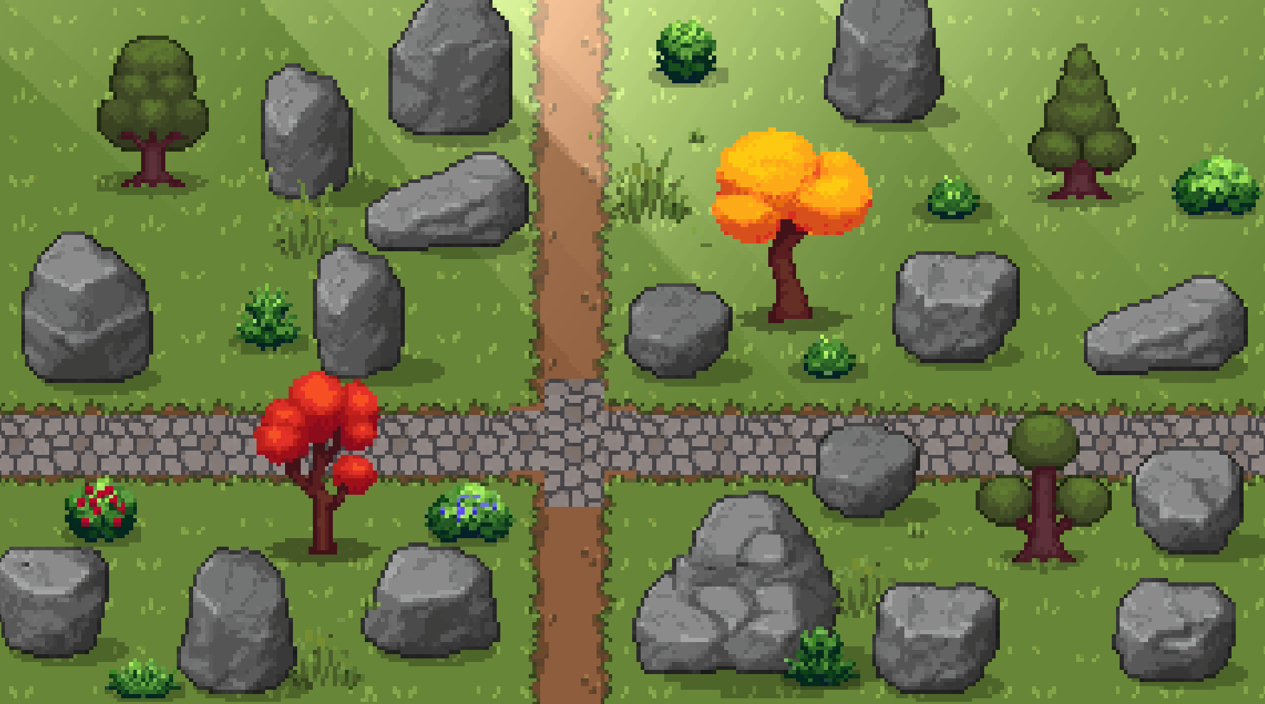 Forest Rocks Pack – Pixel Art (32x32, Top-Down) by MutterPixel Studio