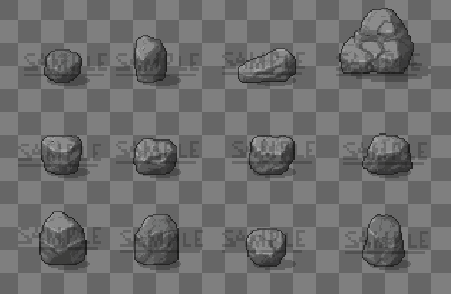 Forest Rocks Pack – Pixel Art (32x32, Top-Down) by MutterPixel Studio