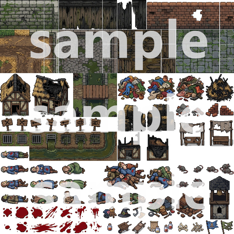 Medieval Plague Town Tileset - Pixel Art Assets by Cute SCKR