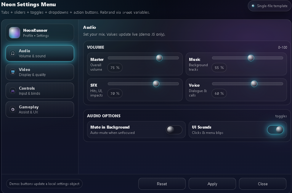 Html5 Command Control Template HTML5 Controls Kit – Sliders, Buttons & Toggles (6-in-1) by Template ...
