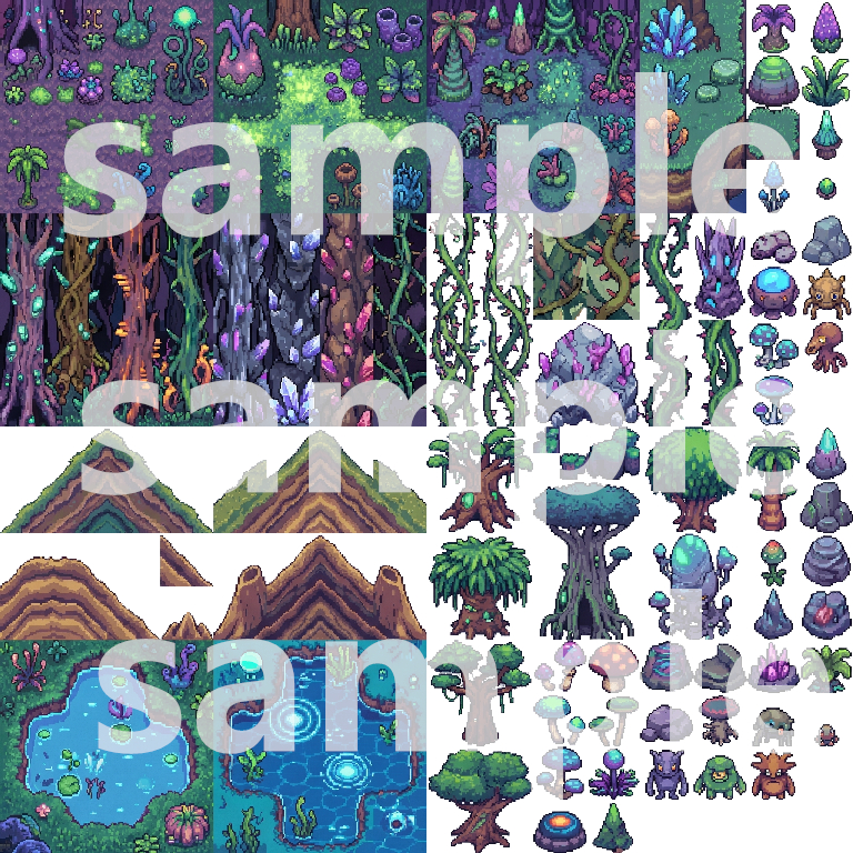 Alien Jungle Tileset - Pixel Art Assets by Cute SCKR