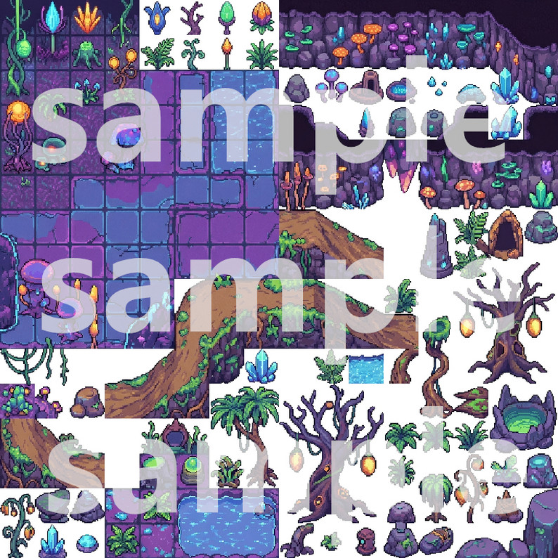 Alien Jungle Tileset - Pixel Art Assets by Cute SCKR
